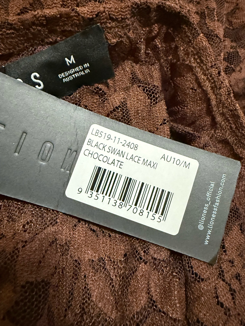 Lioness x Revolve Black Swan Lace Maxi in Chocolate Brown Skirt Size Medium - Picture 10 of 10